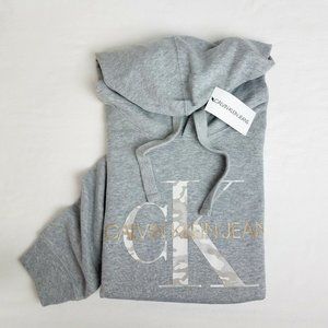 Calvin Klein NWT Gray Cropped Hooded Sweatshirt XL